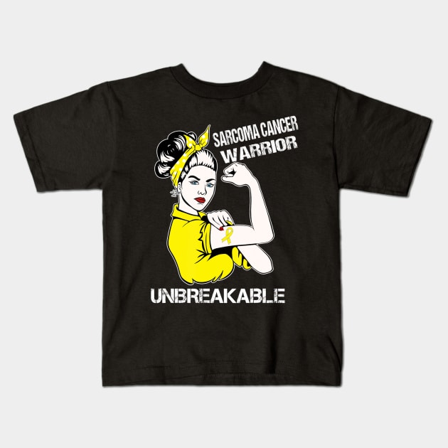 Sarcoma Cancer Warrior Unbreakable Kids T-Shirt by ChristianCrecenzio